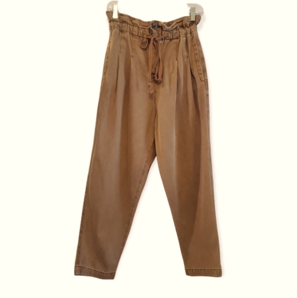 Free People | Margate Pleated Trouser Cottagecore Paper Bag Pants Tamarind S - Picture 4 of 15